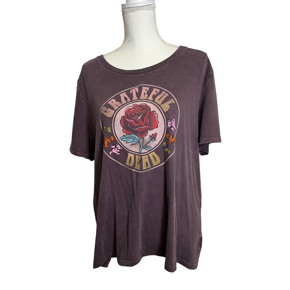Lucky Brand Grateful Dead Women's Purple Graphic Short Sleeve Shirt Size XXL